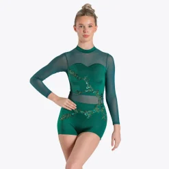 1st Position Appliquéd Mesh Sleeved Biketard