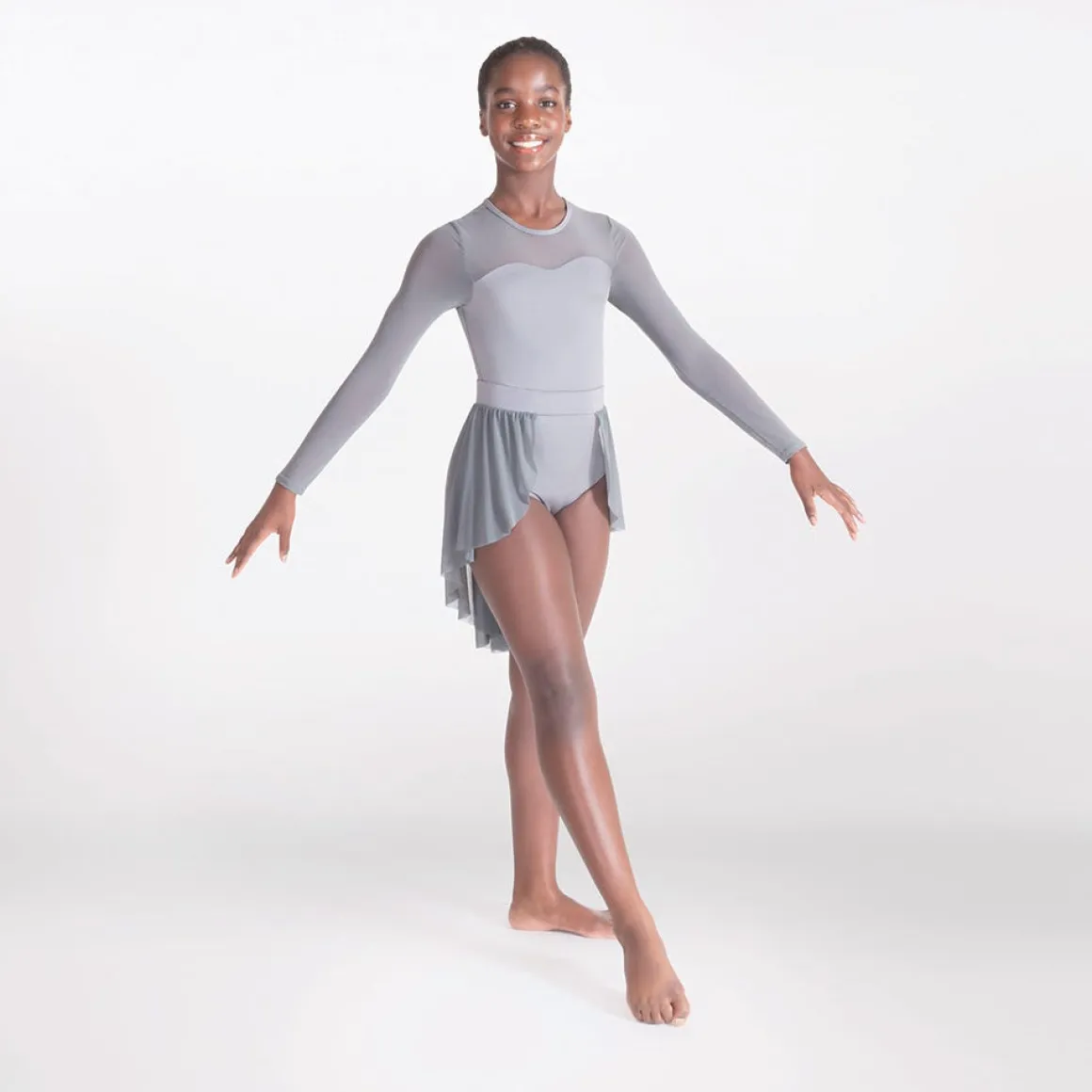 1st Position Mesh Yoke Leotard with Separate Skirt