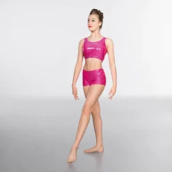 1st Position Metallic Crop Top Cerise