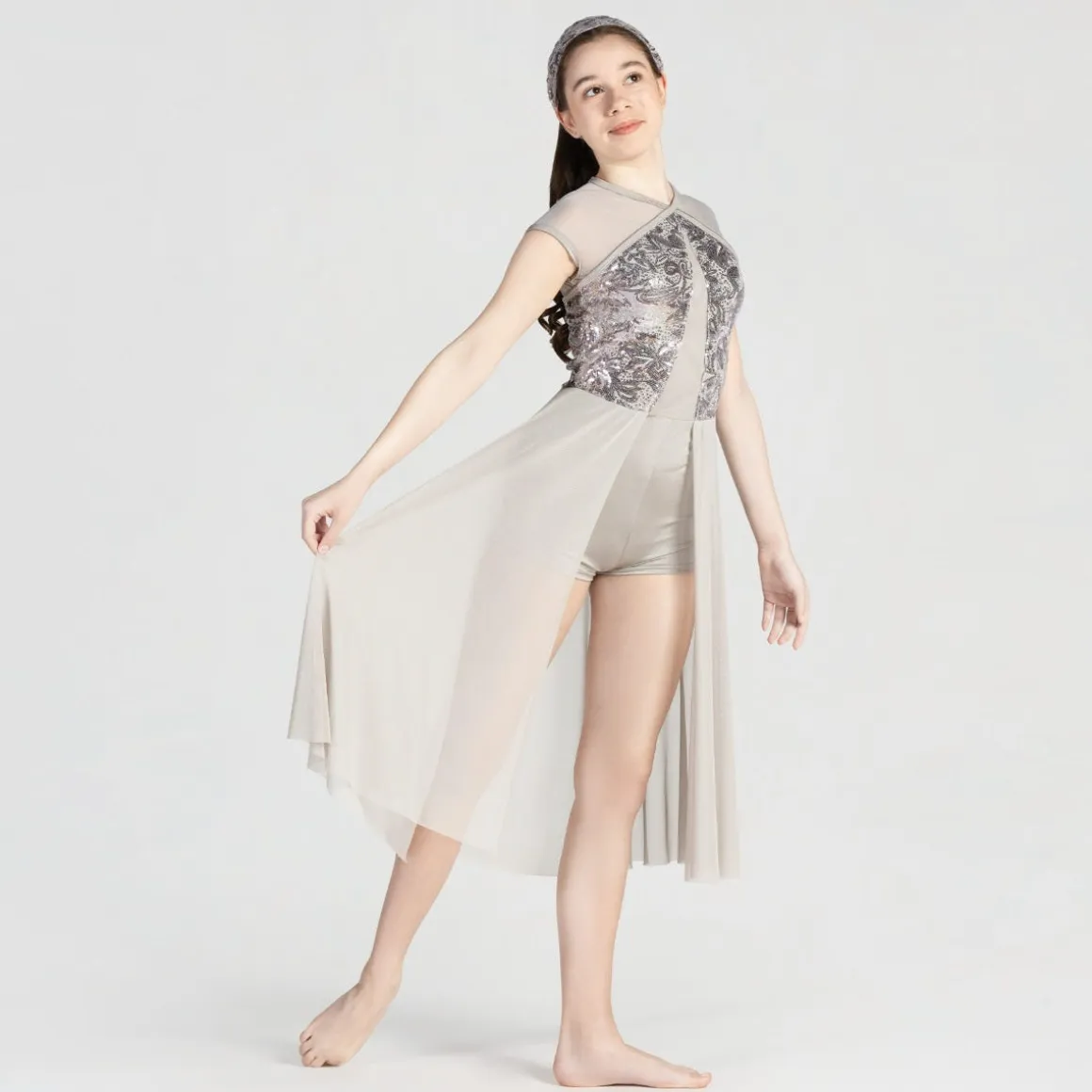 1st Position Sequin Lyrical Unitard with Open Front Skirt