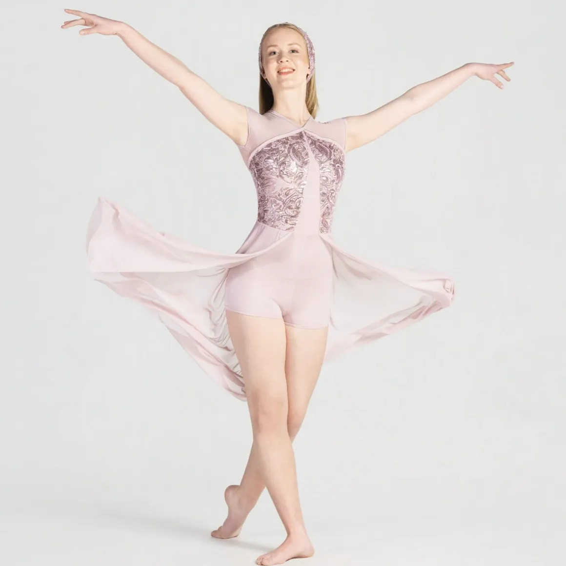 1st Position Sequin Lyrical Unitard with Open Front Skirt