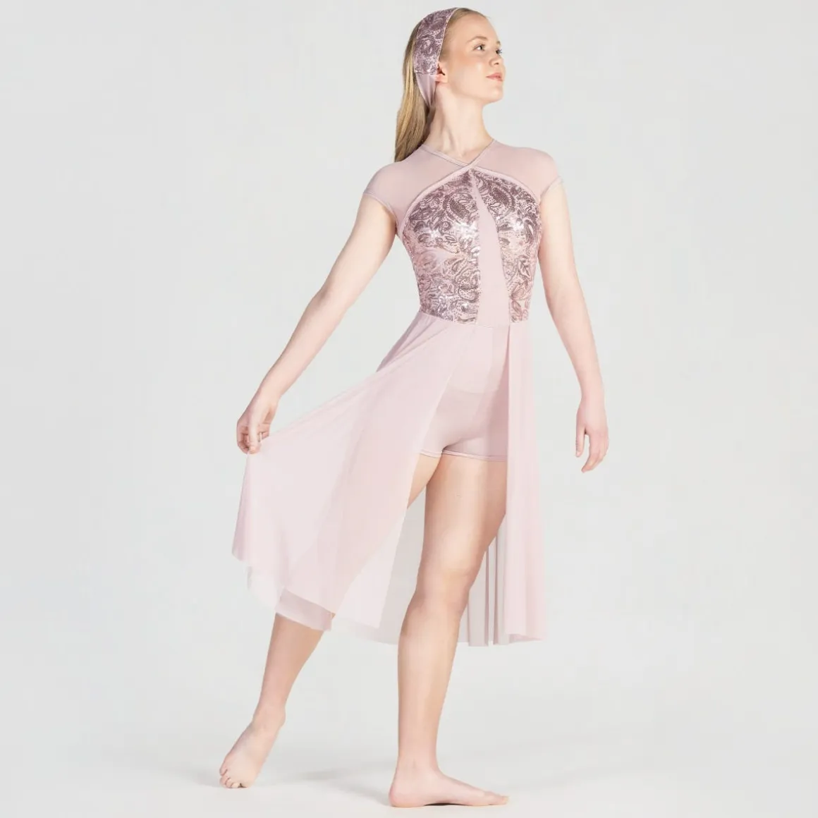 1st Position Sequin Lyrical Unitard with Open Front Skirt