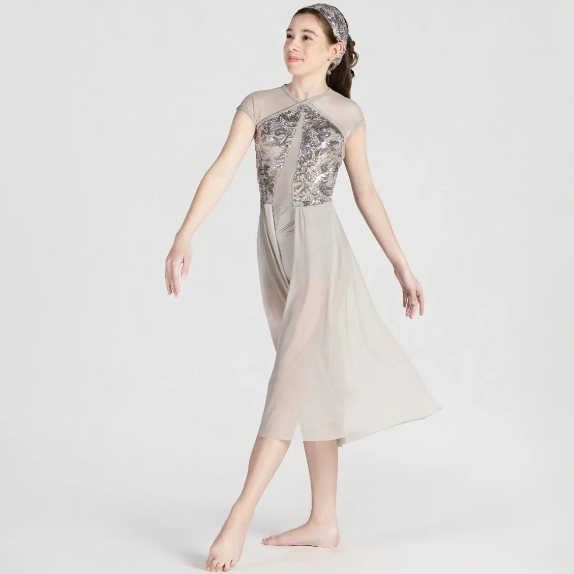 1st Position Sequin Lyrical Unitard with Open Front Skirt