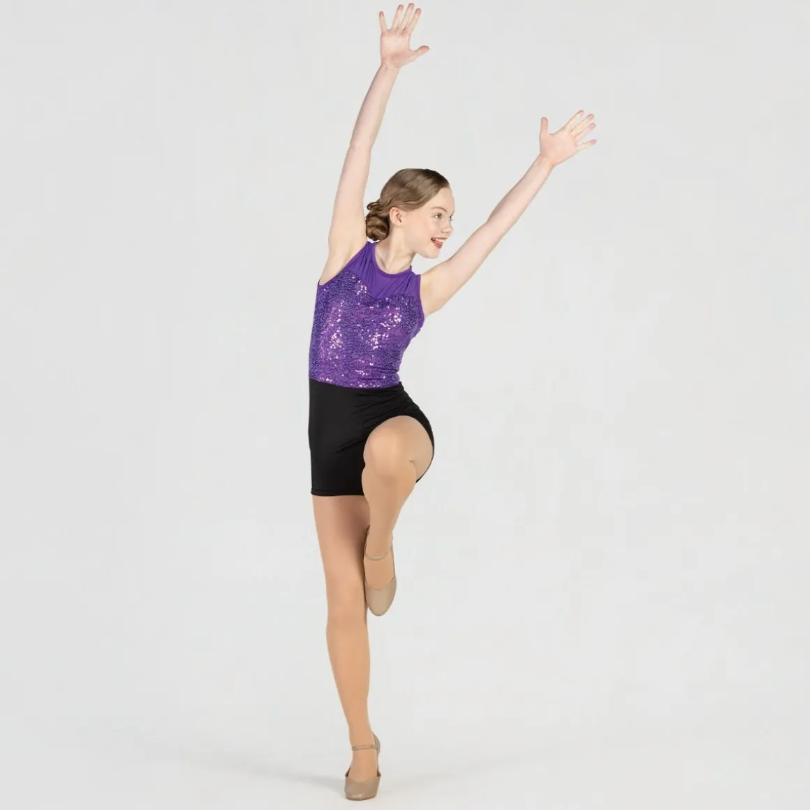 1st Position Sequin Mesh Topped Showbiz Unitard